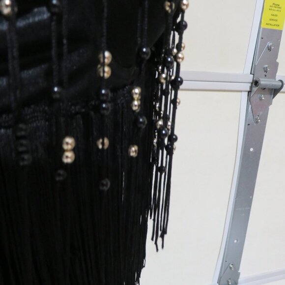 SPADE HALTER TASSLE BRA TOP 36 B CUP BLACK, WHITE, SILVER & MESH INDONESIA MADE - Picture 11 of 13